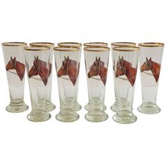 Set of 10 German Equestrian Beer Glasses