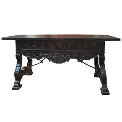 Spanish 19th Century Renaissance Style Desk in Painted Wood