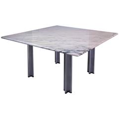Square Pascal Dining or Conference Table with Carrara Marble Top