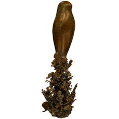Bronze Bird Sculpture Titled "Emerging Bird" by American Artist Sharon Wandel