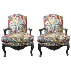Pair of French Regency Style Fauteuils