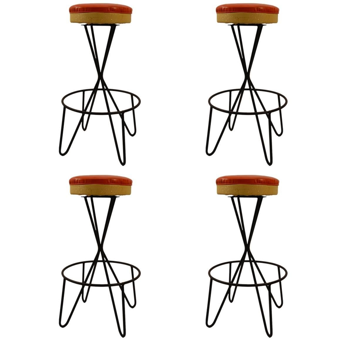Set of Four Paul Tuttle Bar Counter Stools