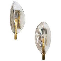 Pair of Mid-Century Modern Stylized-Leaf Wall Sconces, Kalmar, 3-Pair Available