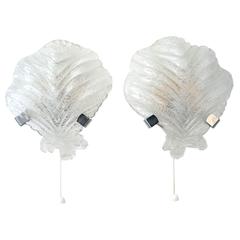 Hollywood Regency Style Murano Glass Shell Wall Sconces, Italy, 1960s