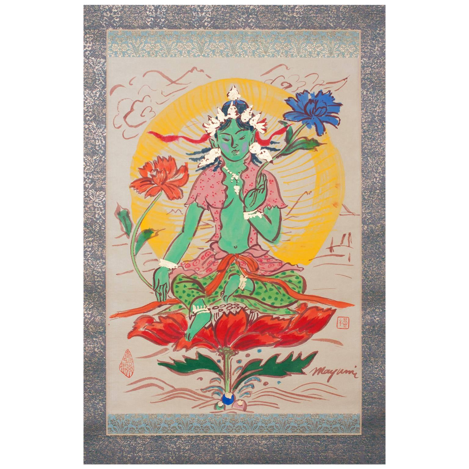 Green Tara, the Bodhisattva of Enlightened Activity Painting by Mayumi Oda For Sale