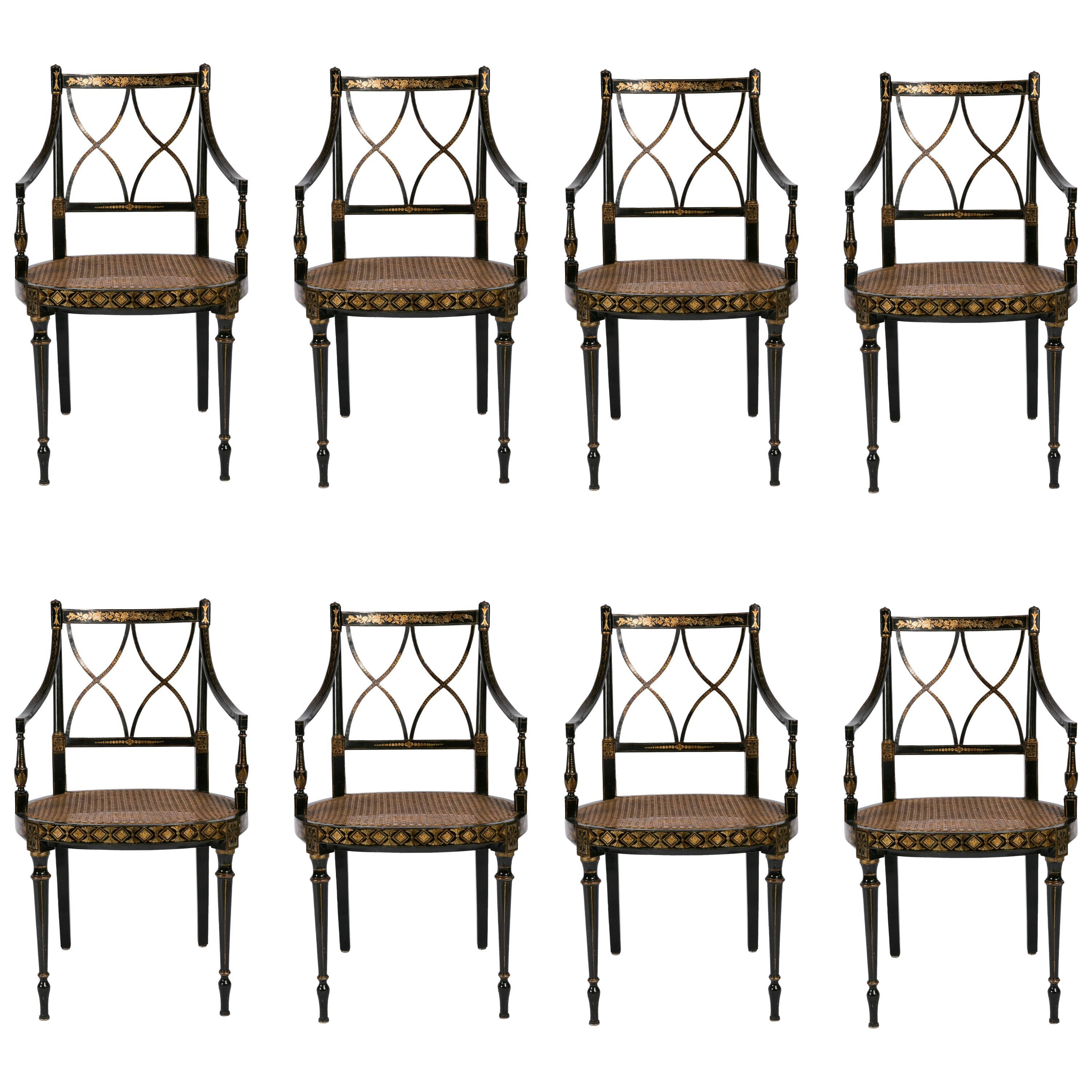 Set of Eight English 19th Century Armchairs