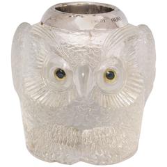 Rare and Unusual Edwardian Sterling Silver-Mounted Owl Form Match Striker