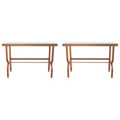 Jacques Adnet Pair of Console Tables