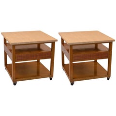 Pair of Probber Night Tables or End Tables with Marble Tops