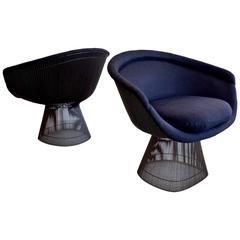 Early Pair of Bronze Warren Platner Lounge Chairs