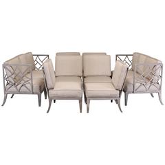 Eight Piece Aluminum Patio Set in the Style of Russell Woodard, 1980
