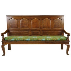 18th Century Scottish Panelled Back Oak Settle, Bench, Hall Seat