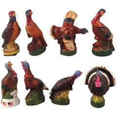 Vintage Set of Eight Mini Wild Turkey Decanters