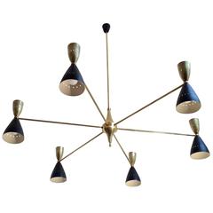 Large and Authentic Double Coned Italian Mid-Century  Sputnik Chandelier