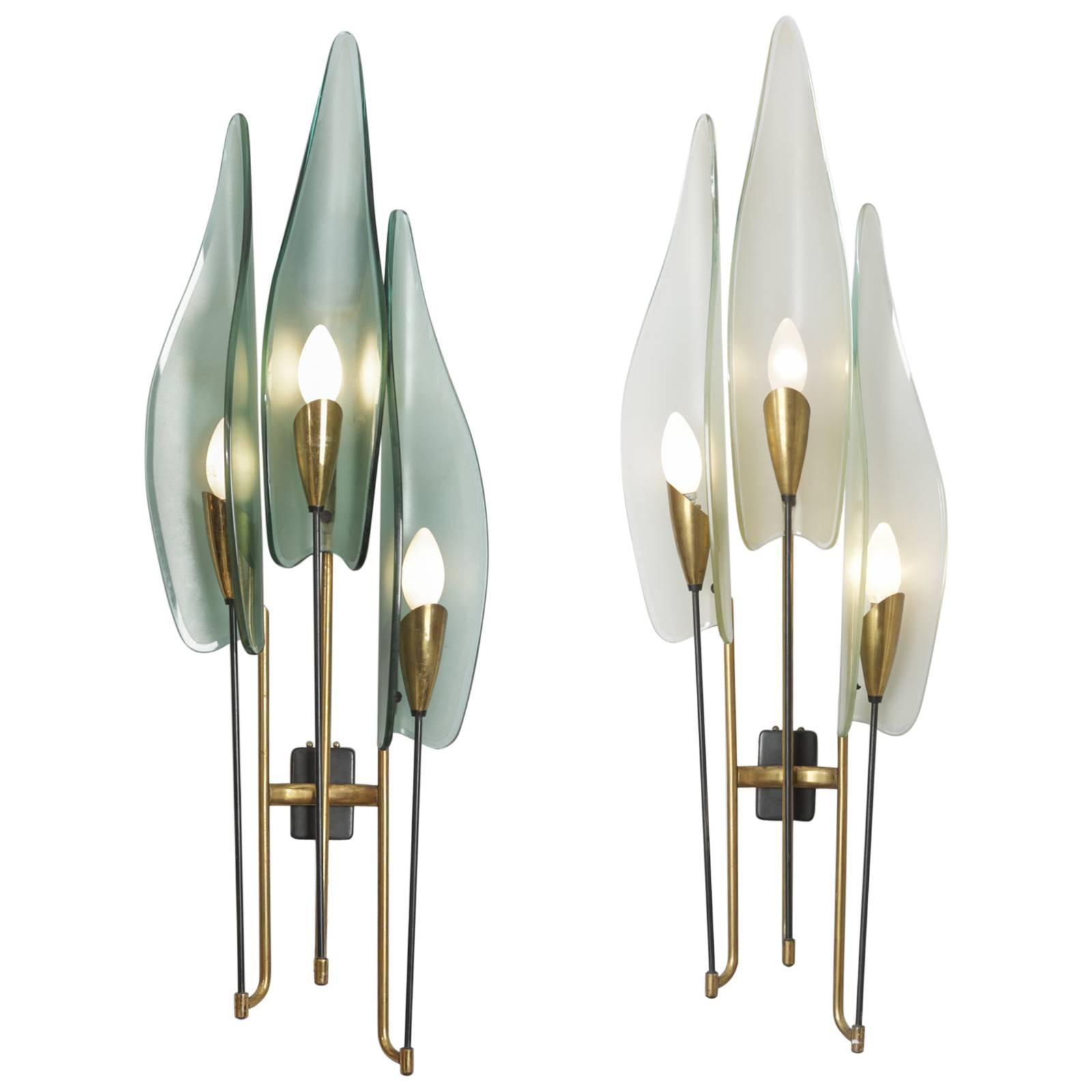 Pair of Italian Wall Lights, circa 1955 in the style of Max Ingrand. For Sale