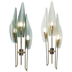 Pair of Italian Wall Lights, circa 1955 in the style of Max Ingrand.