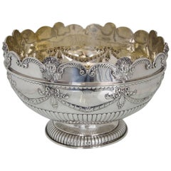 Victorian Antique Silver Monteith or Rose Bowl, London, 1881, Aldwinkle & Slater
