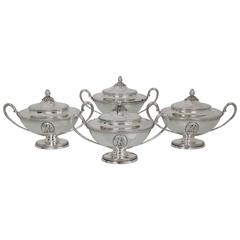Suite of Four Georgian Century Silver Sauce Tureens London 1777 Andrew Fogelberg