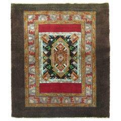 Retro Square Size Turkish Throw Rug