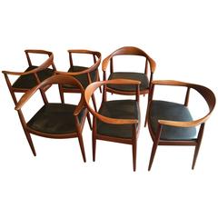 Set of Six Classic Hans Wegner "The Chair" for Johannes Hansen