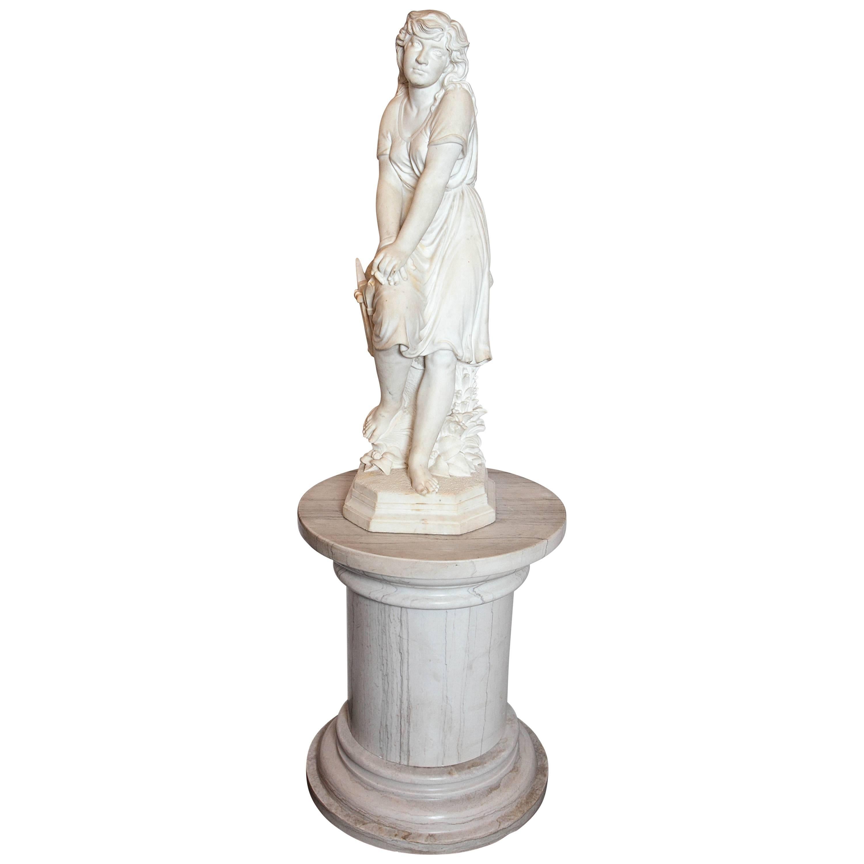 19th Century French Marble Sculpture Signed Philippe Poitevin