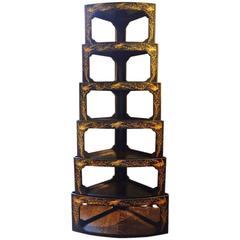 Late 19th Century Japanese Gilt and Lacquer Stacking Corner Stands