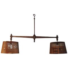 18th Century Iron Butcher's Scale from Spain Transformed into a Chandelier