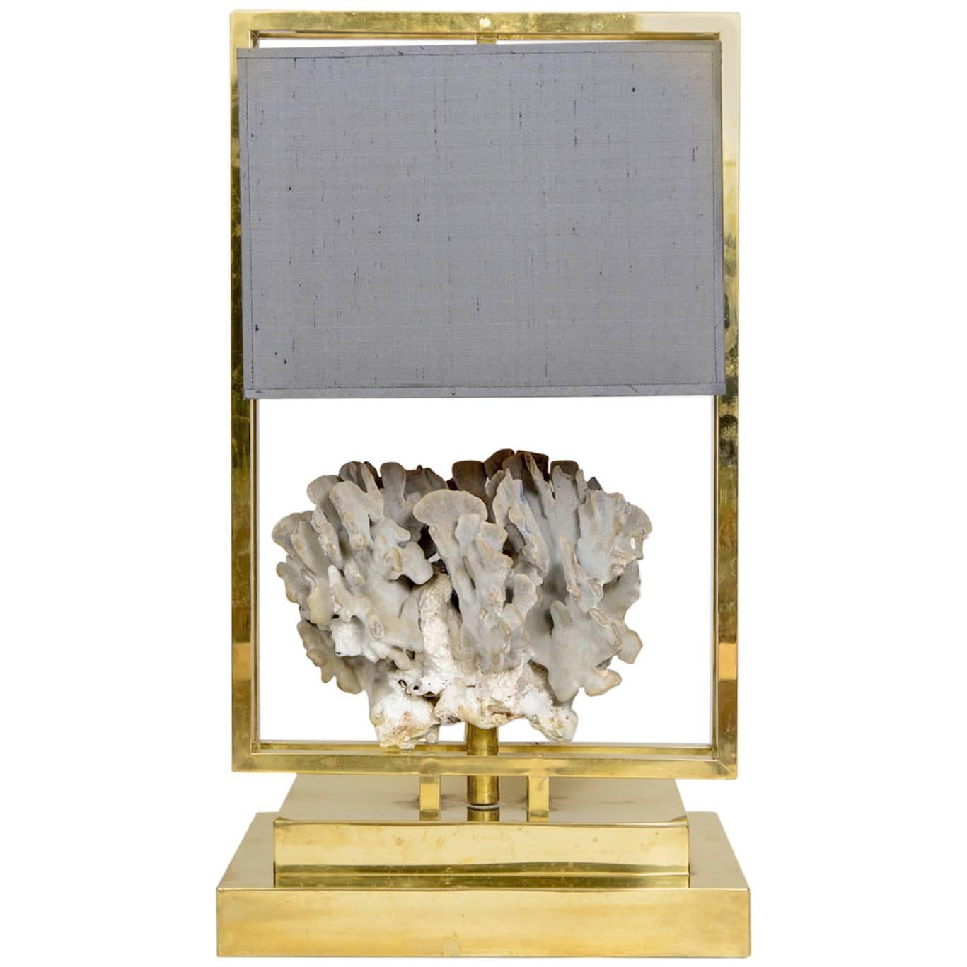 Luxuriöse Lampe aus Messing und Koralle im Stil von Ado Chale im Angebot