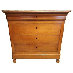 Louis-Philippe Chest of Drawers in Oak with Marble Top, circa 1850