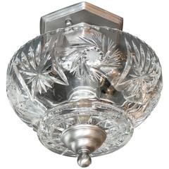 1940s Hollywood Cut Crystal Domed Chandelier with Etched Detailing