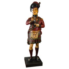 19th Century Life-Size Tobacconist's Carved Figure Of A Scottish Highlander