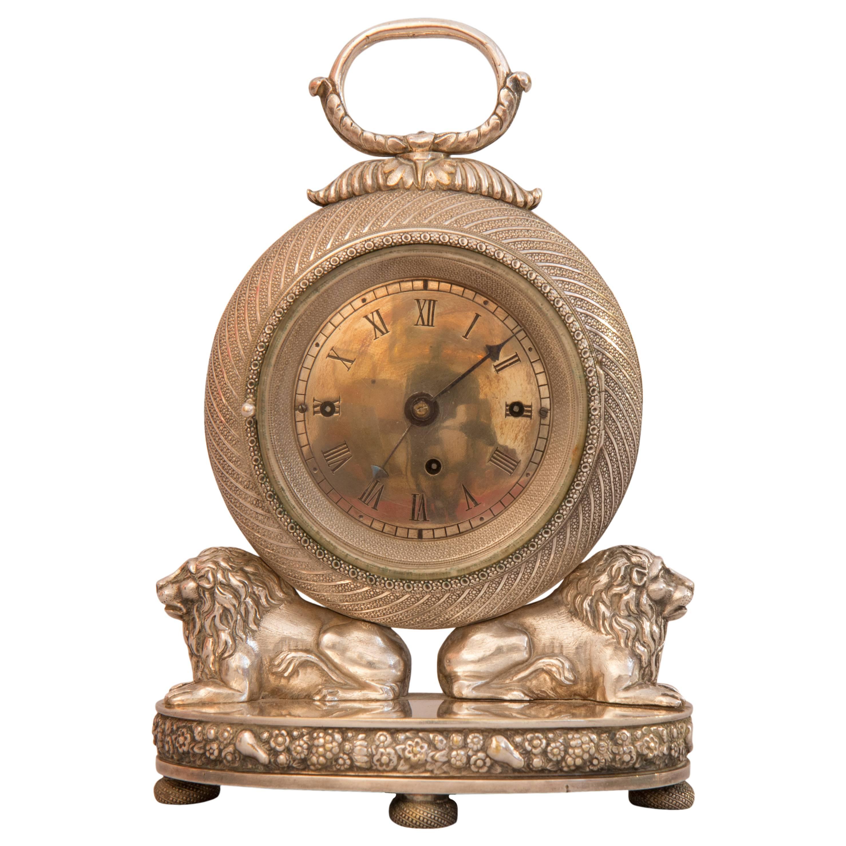 Silvered Carriage Clock, Austria, circa 1830 For Sale