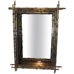 Retro Curtis Jere Faux Gold Gilt Wall Mirror