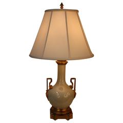French 19th Century Porcelain and Bronze Electrified Oil Lamp 3