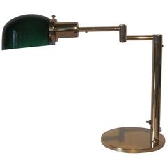 Retro Nessen Brass and Glass Desk Lamp