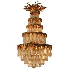 Crystal and Bronze Chandelier by Bagues