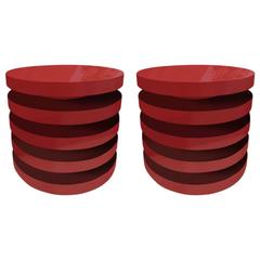 Vintage Fine Pair of 1970s Hardwood Piano Lacquered Circular Tables
