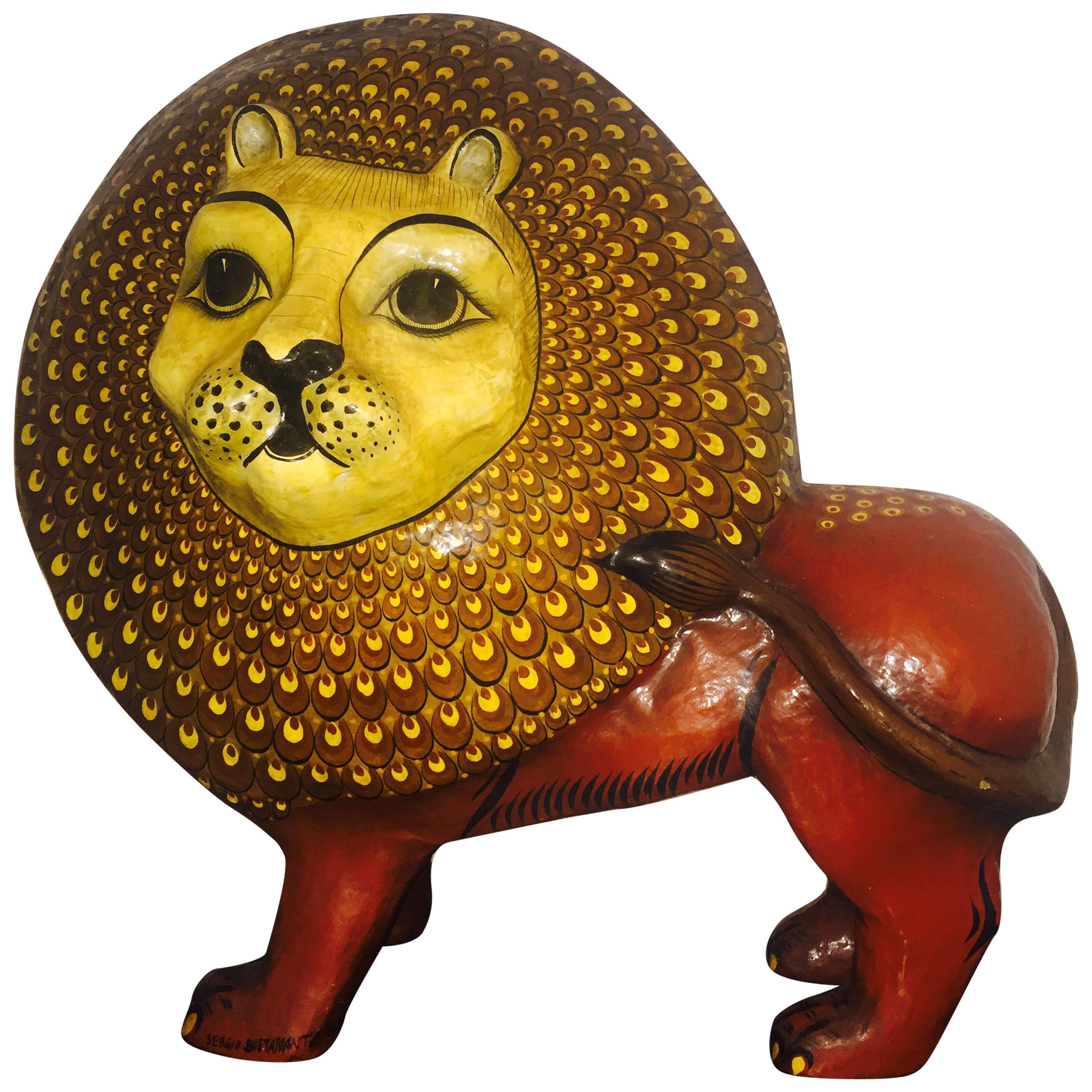 Sergio Bustamante Large Mid-Century Lion Sculpture