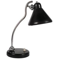 Mid-Century Italian Table Lamp in Black Metal and Nickel-Plated Neck, 1950s 4