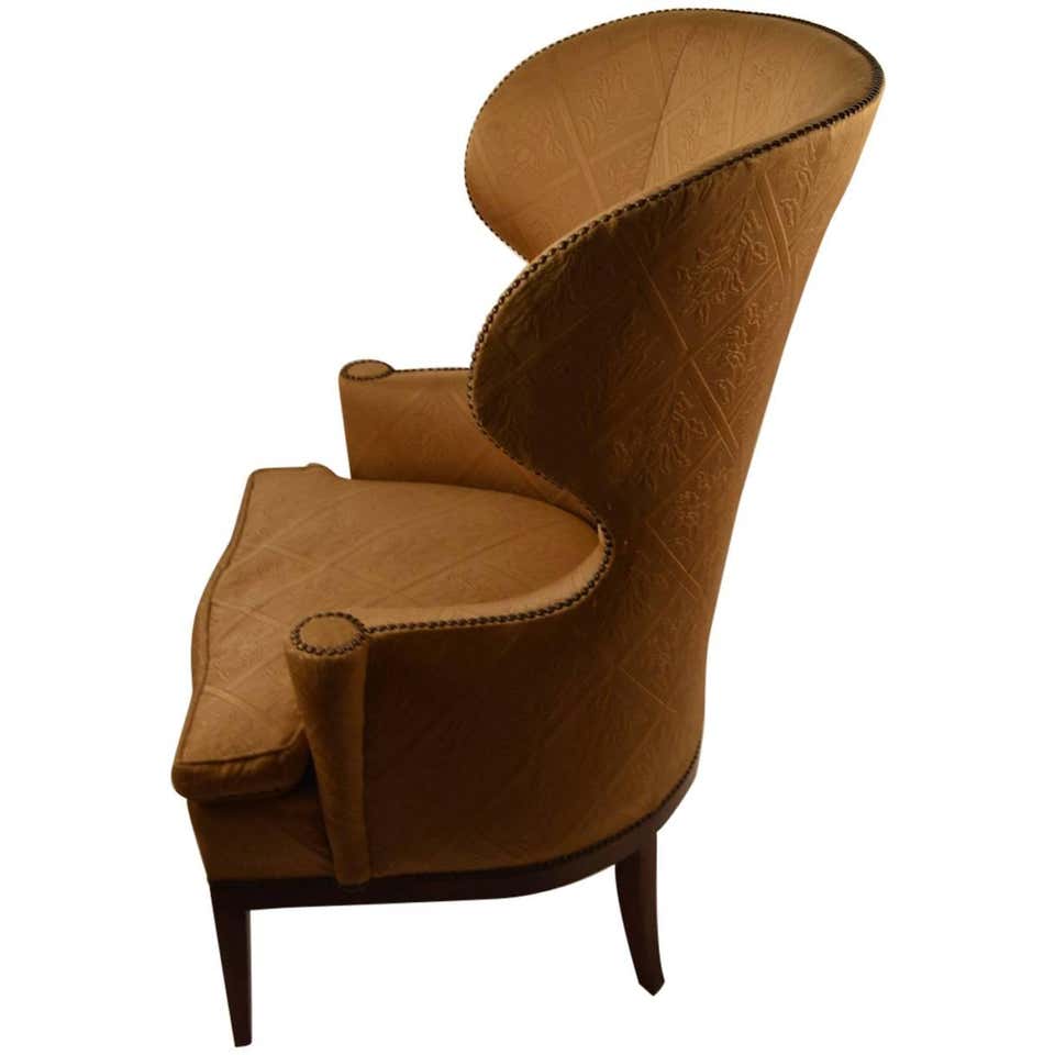 Stylish Barrel Back Wing Chair at 1stDibs | barrel wingback chair