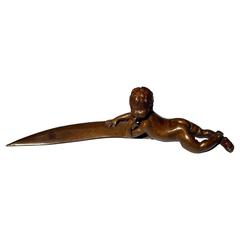 Rare Bessie Potter Vonnoh Bronze Letter Opener "Left Handed" 10