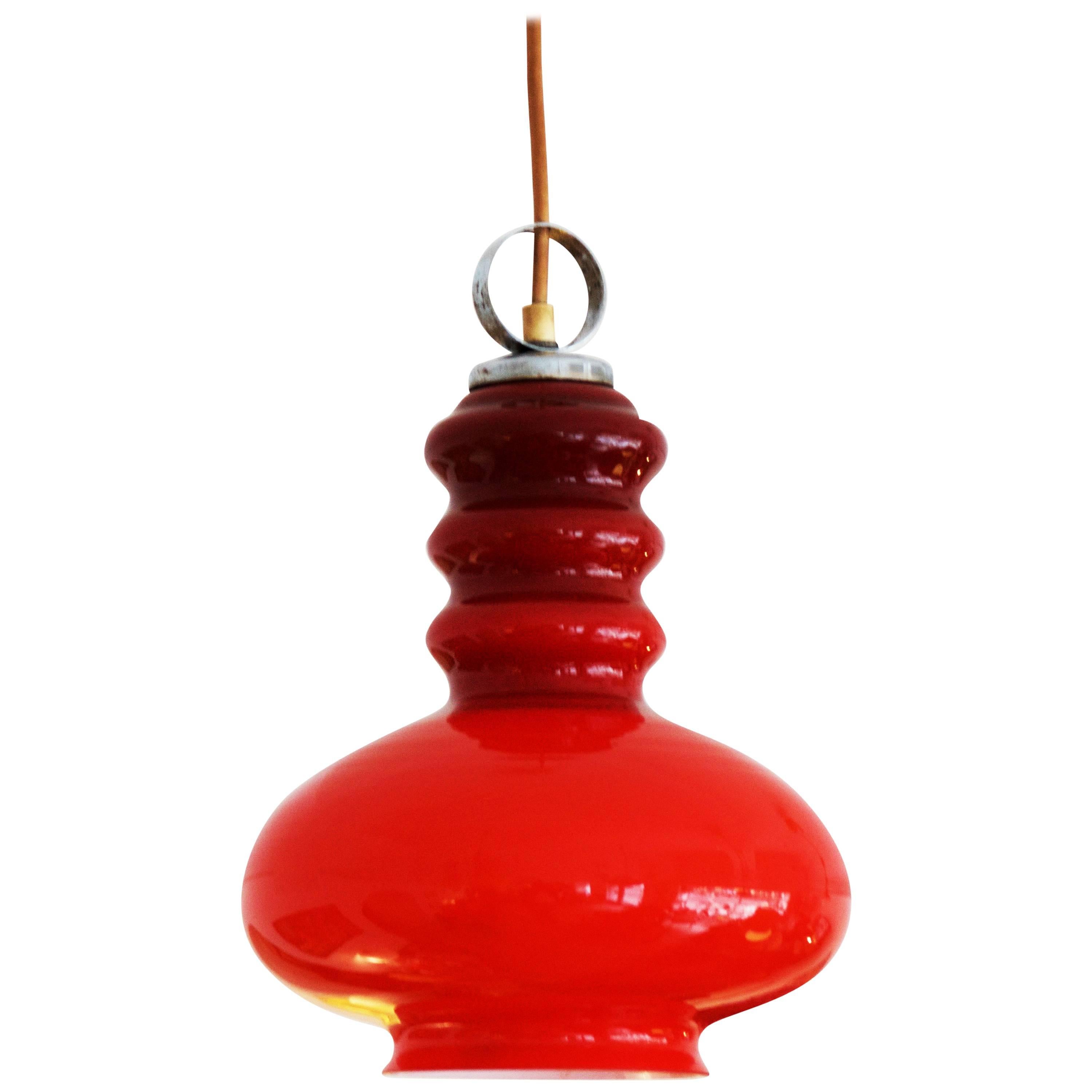 Red Glass Pendant Attributed to Peil & Putzler For Sale