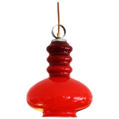 Vintage Red Glass Pendant Attributed to Peil & Putzler