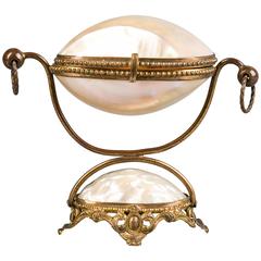 French Brass Mounted Mother of Pearl Shell Box, circa 1880