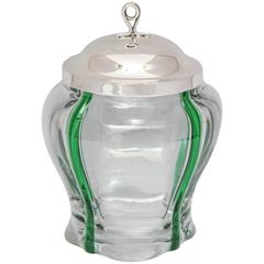 Unusual Art Nouveau Sterling Silver-Lidded "Biscuit Jar"