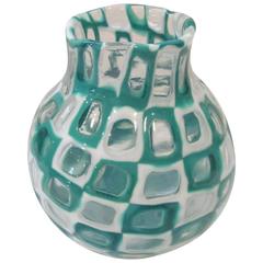 Tobia Scarpa for Venini Rare Green and White Occhi Vase, circa Early 1960s