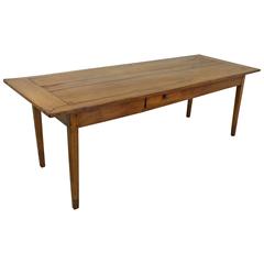 Large Antique Cherry Farm Table, Exceptional Patina
