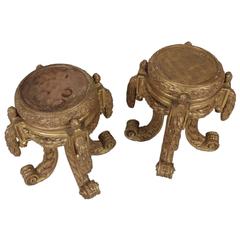 Fine Pair of French Carved Giltwood Louis XVI Style Low Pedestal Side Bases