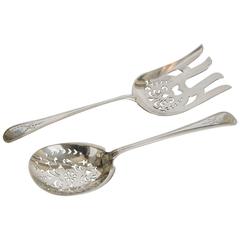 Sterling Silver Salad Servers, circa 1900