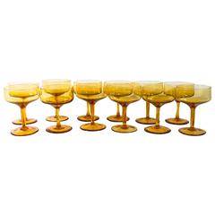 Vintage Set of 12 Amber Champagne Coupe